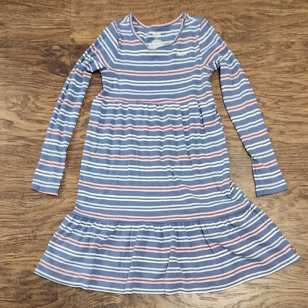 Levi's Blue and Pink Striped Casual Dress